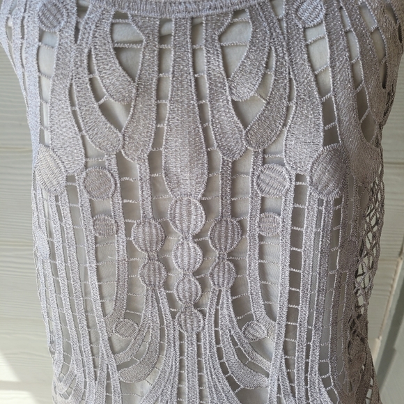 EXPRESS Women's Tank-Top Strappy Sleeve Silver-Metallic/Shimmer Lace Size M - Picture 3 of 9